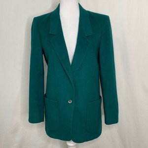 Vintage Talbots Green Cashmere Wool Blend Blazer
